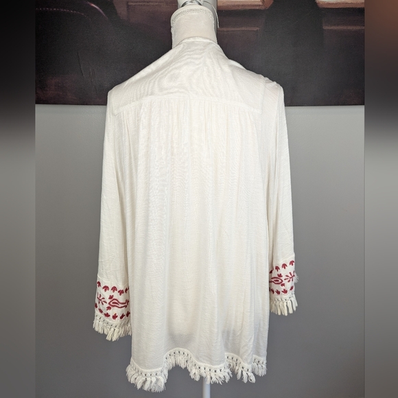 White and red boho cardigan - Picture 5 of 10